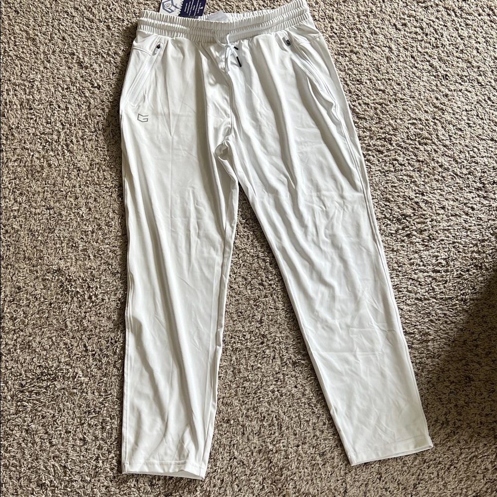 Men's White Joggers with Drawstring